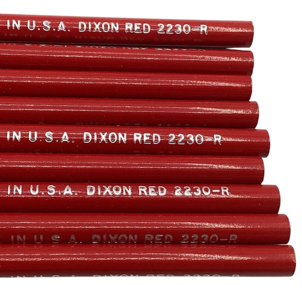 Lot of 9 Vintage Dixon Colored Drawing Pencils Red 2230-R Made in USA NOS